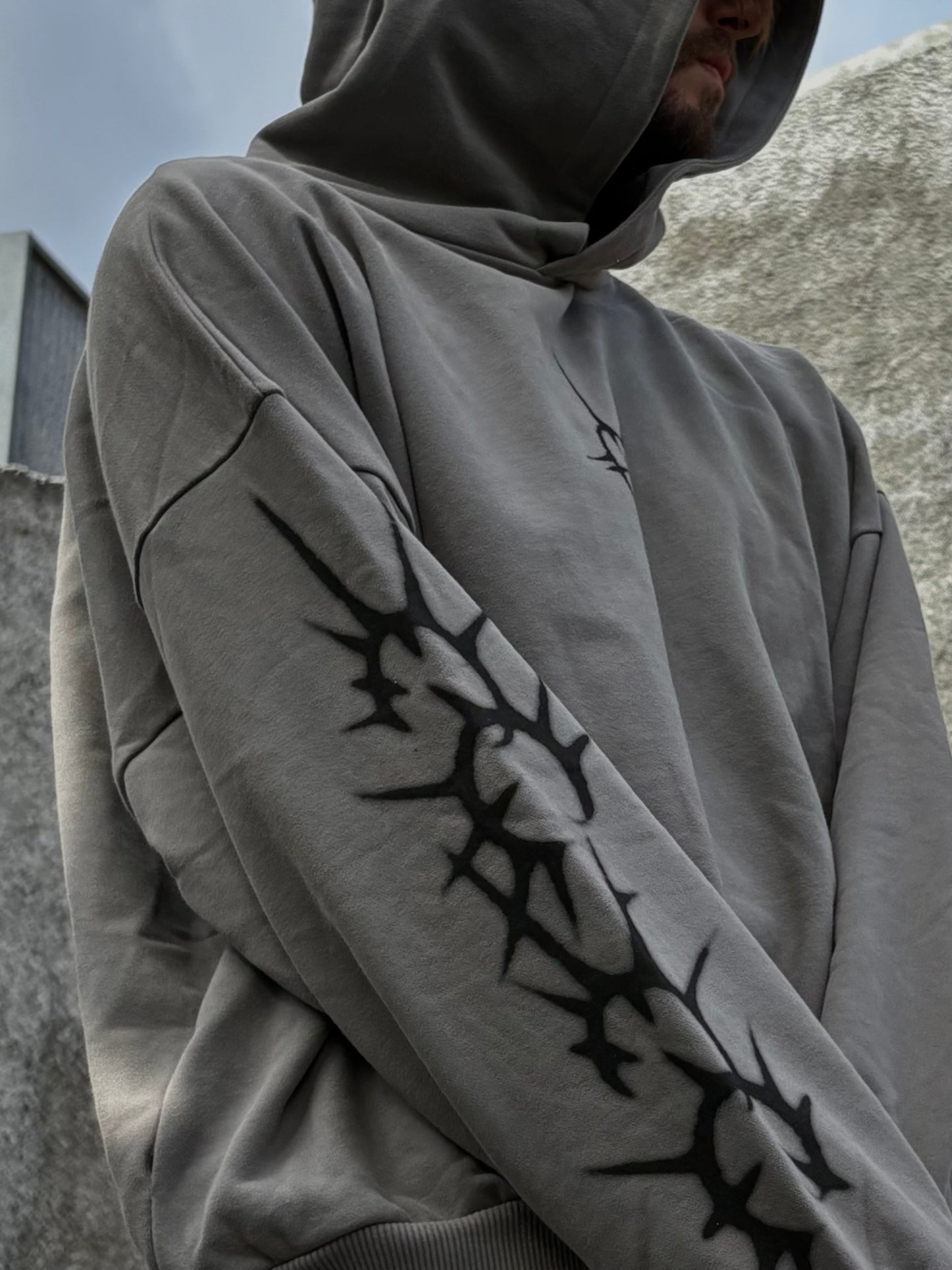 greyish spikey-hoodie