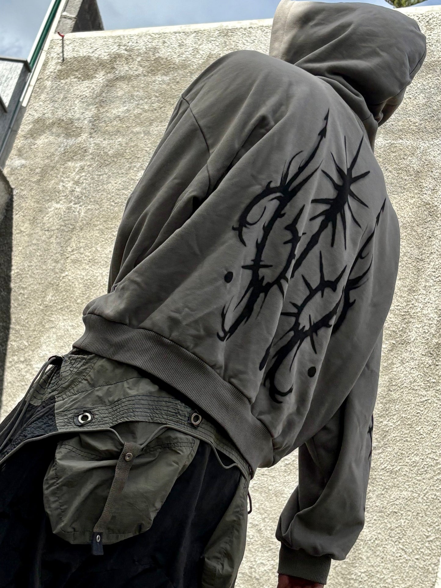 greyish spikey-hoodie