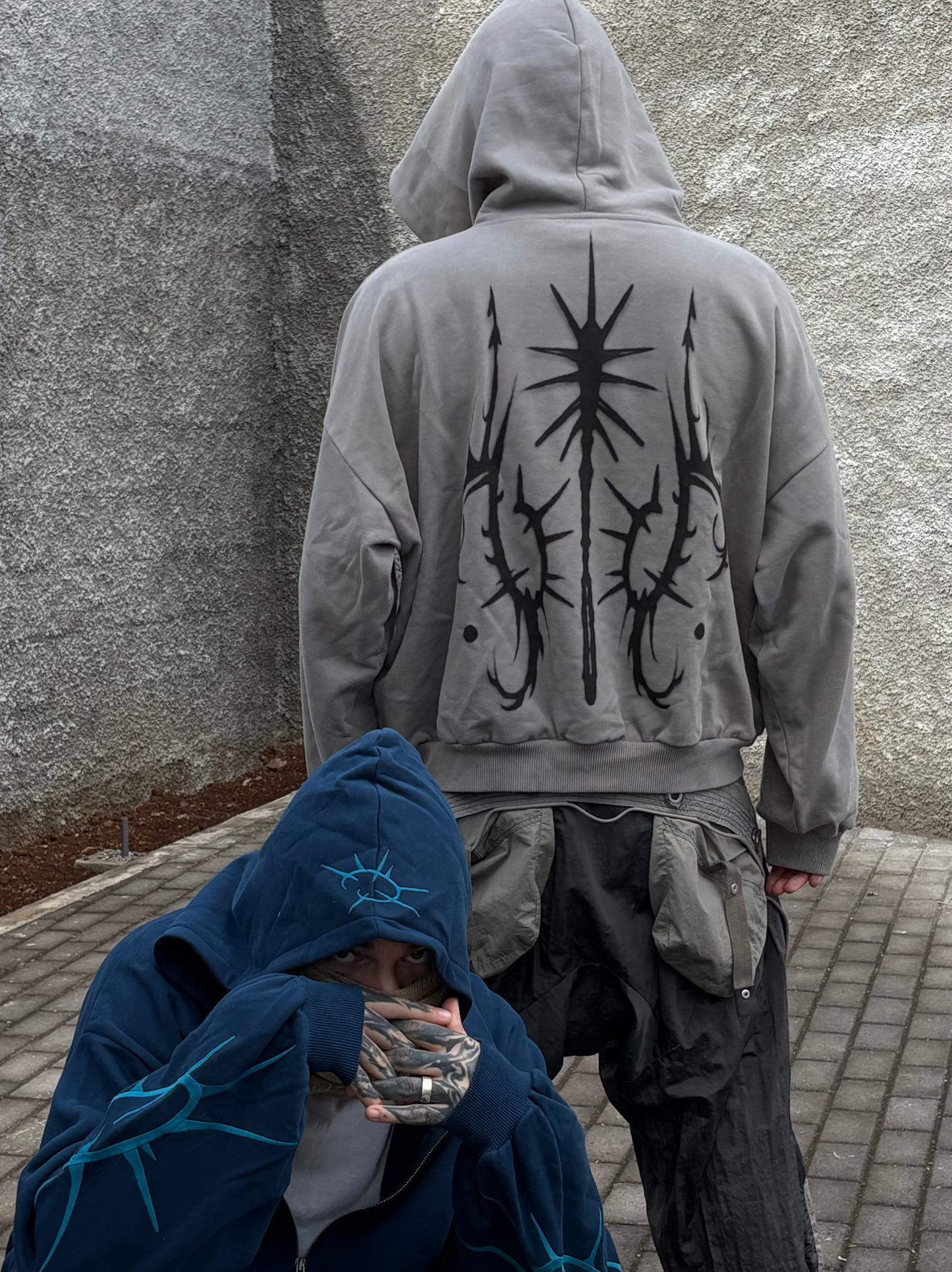 greyish spikey-hoodie