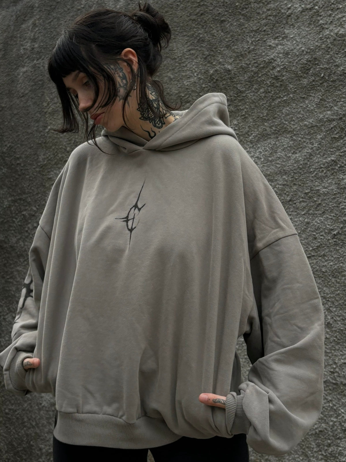 greyish spikey-hoodie