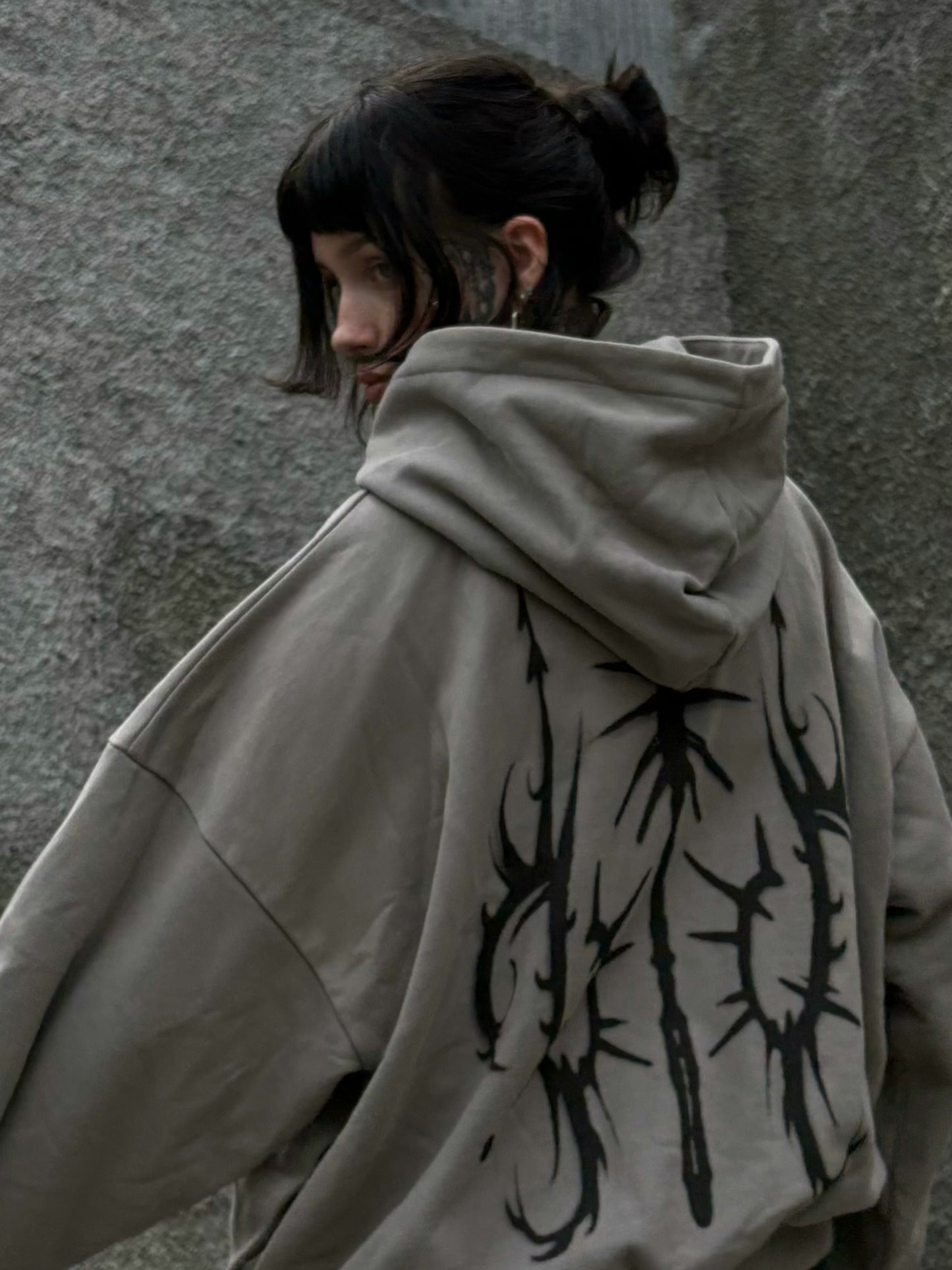 greyish spikey-hoodie